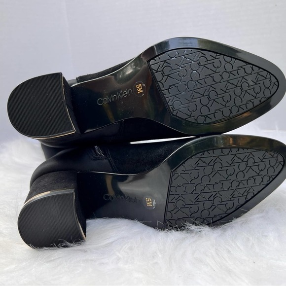 NIB Calvin Klein Womens Freeda Tall Suede Neoprene stretch Boots, BLACK … - Picture 14 of 16